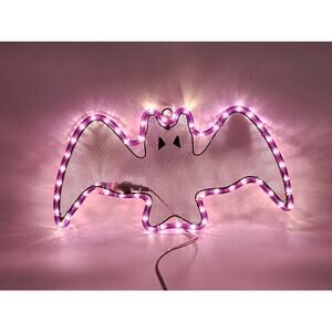 Vintage Halloween Decoration Bat Light Window Hanging Purple Mesh Metal Vampire